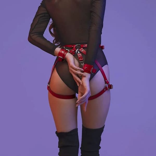 Women's PU Leather Thigh and Waist Harness, Adjustable Retro Harness for Cosplay