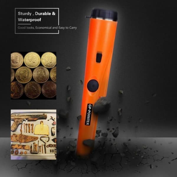 Handheld Metal Detector with 360° Detection, High Sensitivity, and LED Light for Beginner Treasure Hunters, Orange