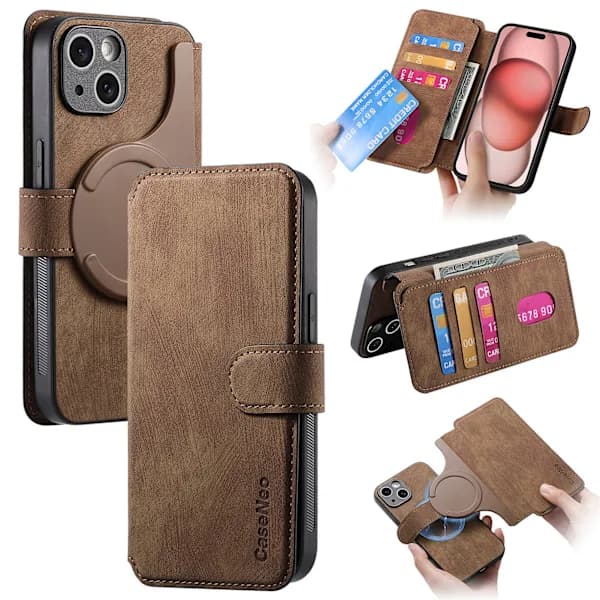 RFID Blocking Case - An Innovative Magnetic Magsafe Case with Two-Piece Separable Structure, Compatible with iPhone Series (Brown) iPhone 12