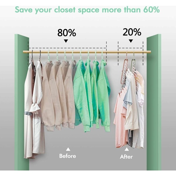 Magic Hangers 12 Pcs Premium Quality Foldable Space Saving Multifunctional for Clothes