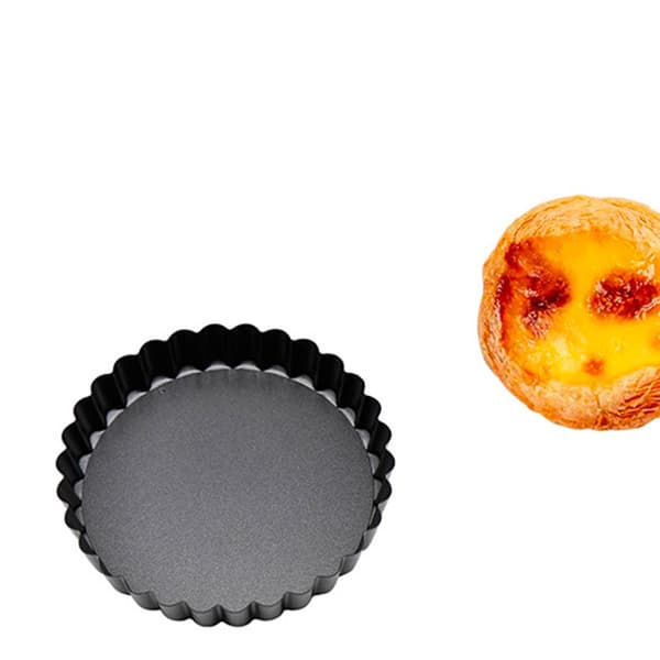 6 Pcs Mini Cake Pans with Removable Bottom 3 Inch Egg Tart Muffin Pan Black Round for Dessert Baking
