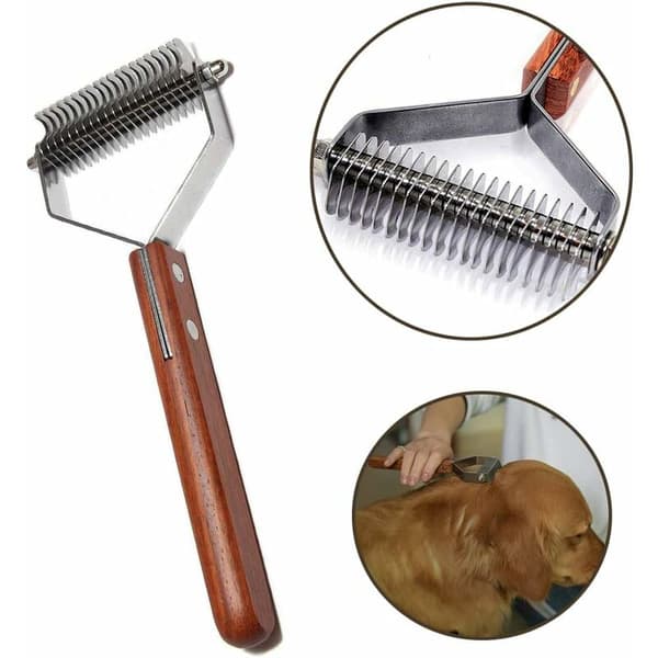 Fur Undercoat Rake Dog Dematting Comb Pet Grooming Brush Tool Shedding 17+9 Double Sided Teeth Undercoat Rake (DOUBLE)