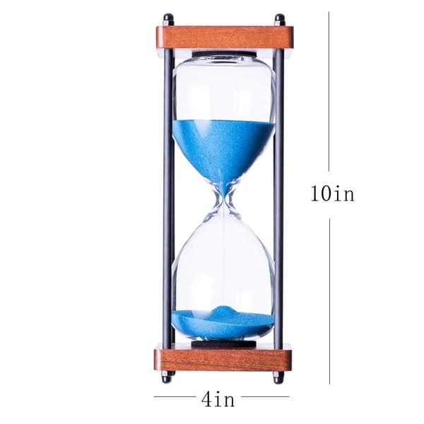 Stort timeglass 30 minutter, dekorativt timeglass i tre, blått