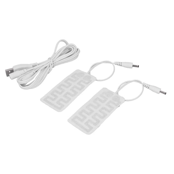 2 stk USB-varmefilm 3,5x1,8 tommer Kulfiber Blød Sikker Maskinvaskbar Elektrisk Varmeplade til Handsker Strømper Sko