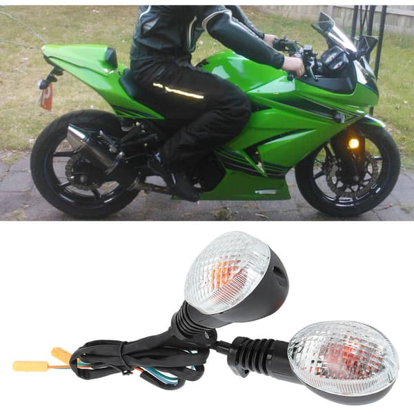 Blinklys Passer Til Kawasaki Para Ninja 250 Motorcykelmodifikation (Sort Og Hvid)