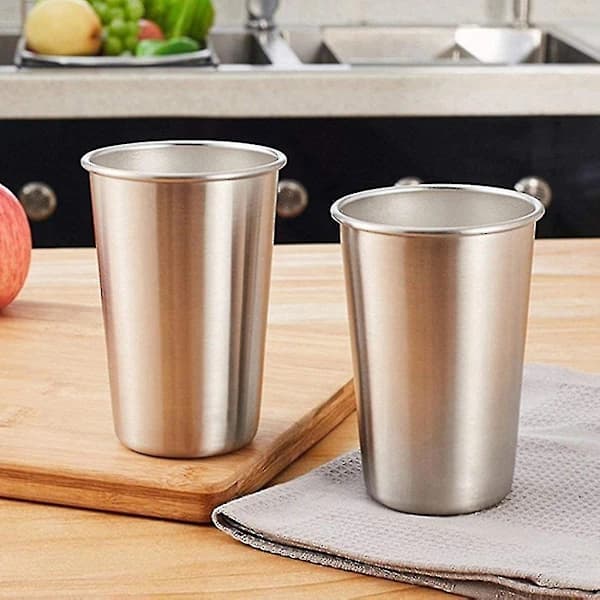 6-pack rostfria muggar 350 ml lätta dricksmuggar för camping picknick kaffe te silver