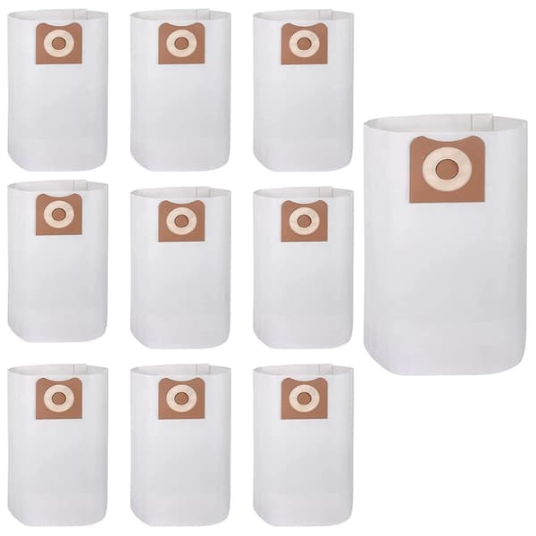 10-pak Vf3502 Højeffektive støvsugerposer til Ridgid 12 til 16 gallon