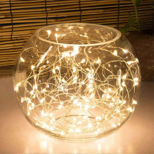 2-pack LED string lights battery operated with remote control, 4.9 m, 8 modes, 50 LED, waterproof wire, star lights, flashing fireflies for patio, Christmas