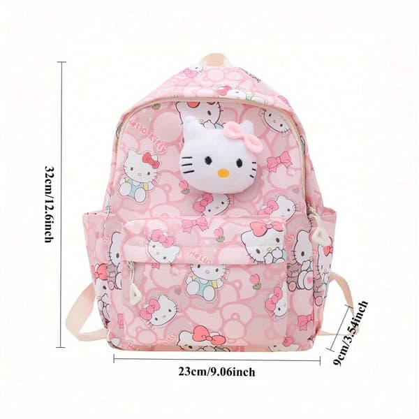 Authorized Sanrio Cartoon Printed Backpack, Padded Shoulder Straps, Hello Kitty Backpack Suitable for School. [DB] klm klm