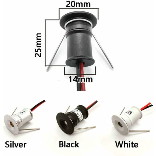 12V 1W Mini LED Recessed Ceiling Spotlights - 9-pack, Black, Warm White Cool White, IP65, 3000K, 120°
