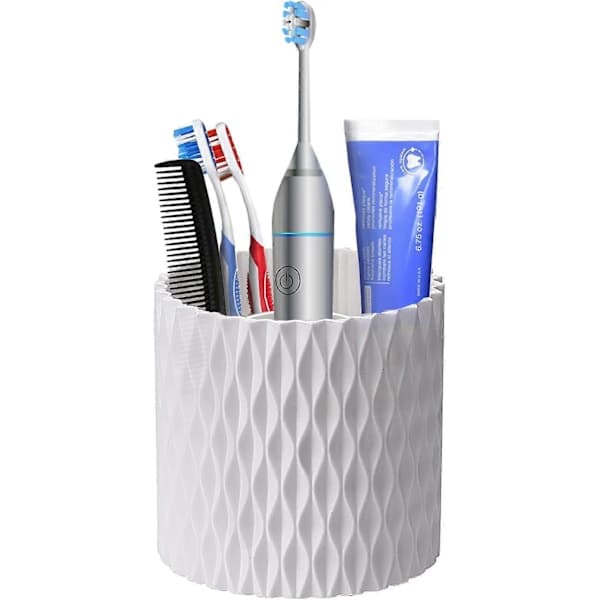 Makeupbørsteholder Makeupbørste Organizer 5 Rum Kosmetisk Opbevaring Makeupbørster Kop Makeupbeholder Opbevaring Roterbar Hvid