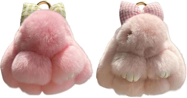 hare keychain plush sweet plush-key ring pink - Rosa