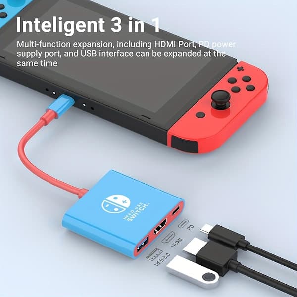 Pd100w Dockingstasjon Kompatibel med Nintendo Switch, Bærbar Switch Dock Erstatning