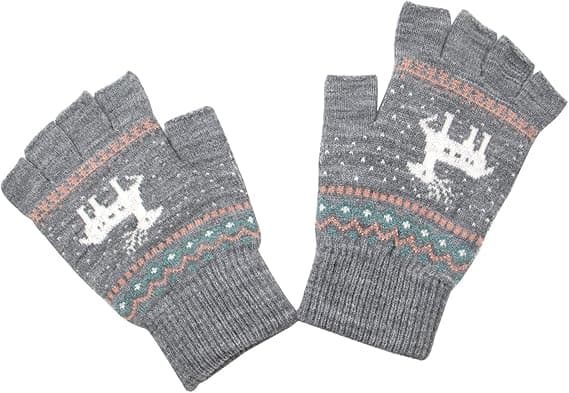 Unisex Vinterhalvfingerhandskar Varma Vinter Fingerlösa Pekskärmhandskar Stretchiga Stickade Skrivhandskar, Grå