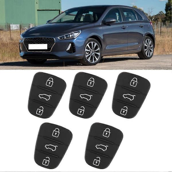 5 stk Erstatningsnøglehus Gummi 3-knaps Pad Passer til Hyundai Passer til Kia (uden bogstav)