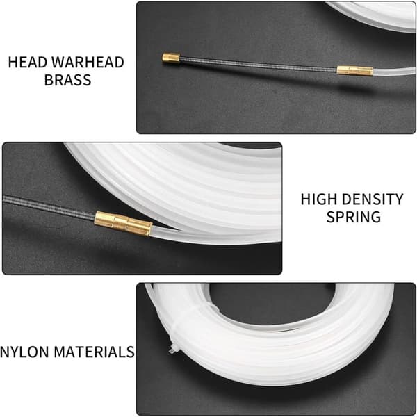 Electric Cable Puller Nylon Needle with Flexible Guide Head, Pull Loop Cable Pulling Aid, Empty Tubes Ø4 mm, 30m Transparent