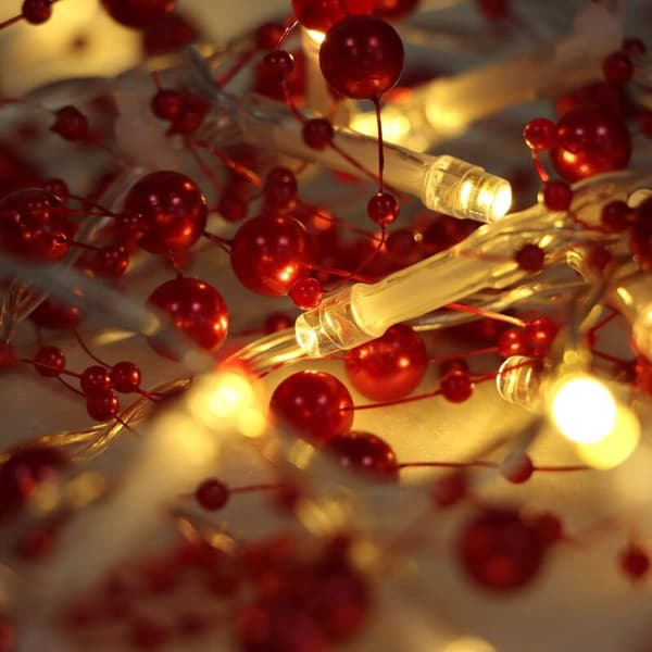 Red Berry String Lights LED Alla hjärtans dag Berry String Dekorationer för påsk Bröllop Flickrum Batteridriven