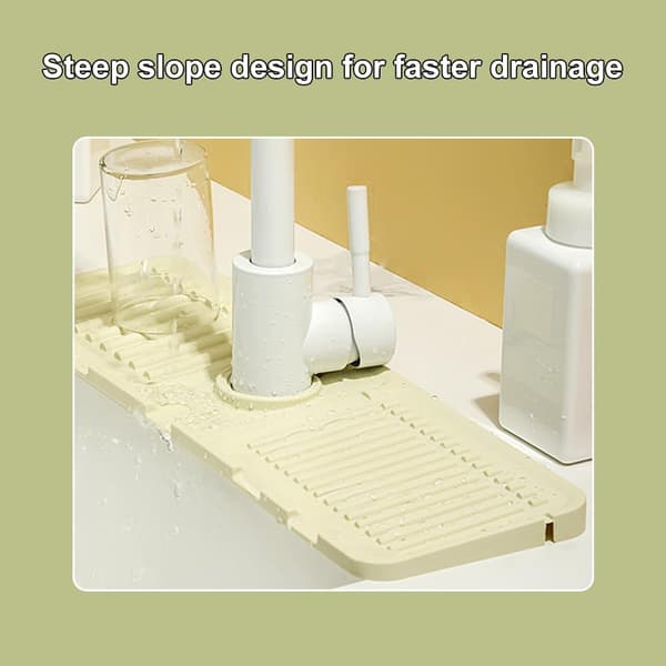 Sink Splash Guard Silicone Drain Mat - Quick-Drying Stone Countertop for Sink, Kitchen and Bathroom Sink Protector (Bone White)