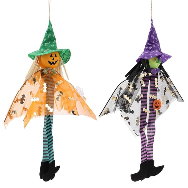 Halloween Party Decoration Ghost Pumpkin Shape Mesh Material Hanging 2-pack