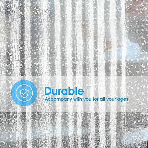 White Transparent Shower Curtain, Waterproof, 100% PEVA with Hooks, Fabric, Clear, 120x200cm