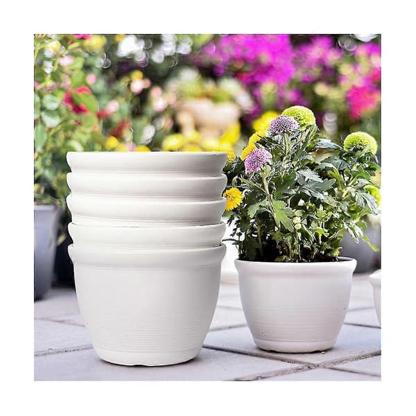 Thickened Resin Flower Pot with Tray, Round Succulent Planter K Red