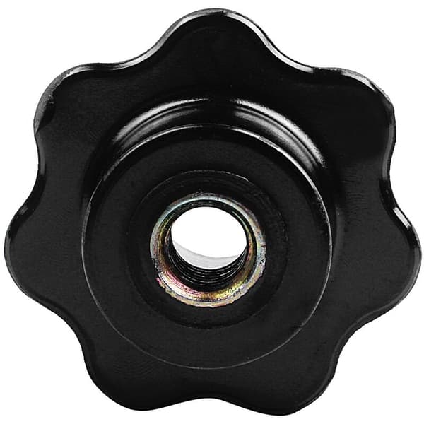 5 stjerneknapper med svart håndtak, gjengediameter 8 mm, hodediameter 40 mm
