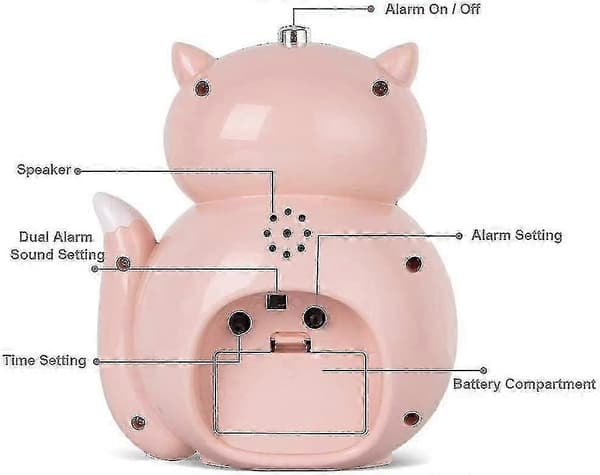 Lovely Fox Alarm Clock Luminous Night Light Alarm Clock Silent Alarm Clock Table Clock Children's Gift-MXBC