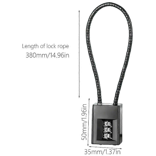 Helmet Cable Lock, Snowboard Lock, Secure Cable Lock, Small Outdoor Padlock 38cm 38cm