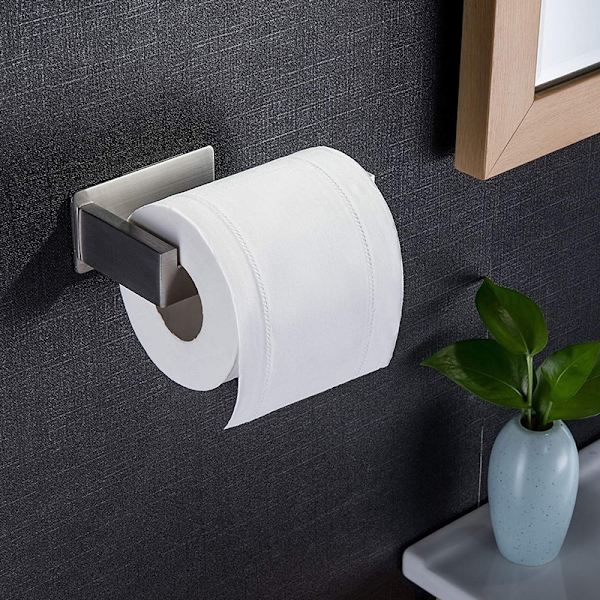 Itseliimautuva WC-paperiteline ruostumattomasta teräksestä, WC-paperiteline ilman porausta, WC-paperiteline, hopea