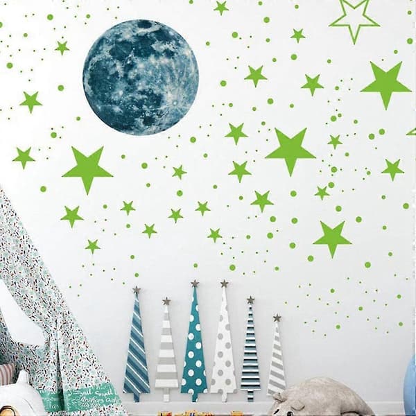 Realistic 3D Luminous Stickers, 435pcs Luminous Dots Stars And Moon DIY Wall Decals For K