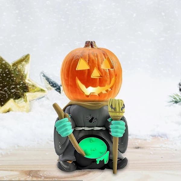 2025 Halloween Lysende Harpiks Gresskar Ridder Statue Festdekorasjon Hagepynt