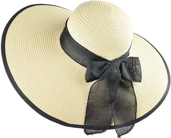 Dame Straw Solhatt (55-60cm), Stor Bredbrättad Strawhatt Dame B