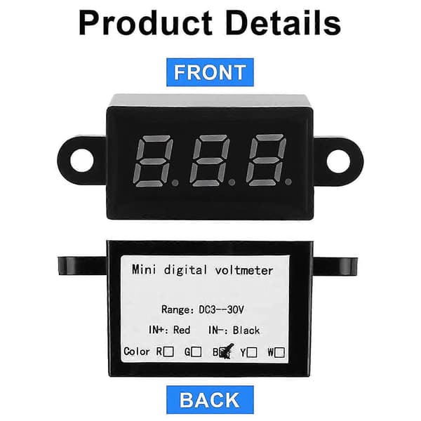 4 stk Mini Digital Voltmeter 0.28 Tommer 2 Ledninger 3.0v-30v Digital Voltmeter D