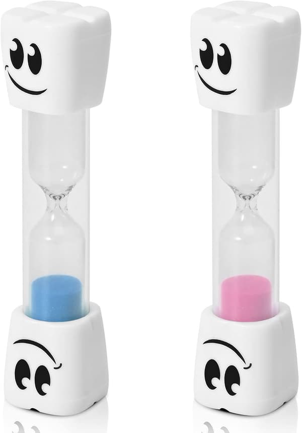 3 minuters tandborstsandtimer för barn - Set med 2 små blå och