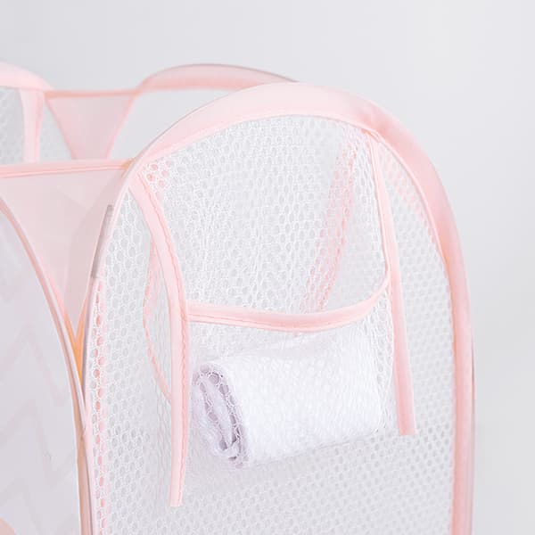 Pink Foldable Basket with Handles, Laundry Hamper