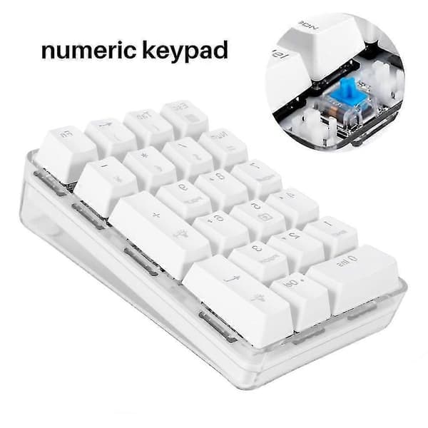 Mechanical Numeric Keypad Gateron Brown Switch Wired Gaming Keyboard Crystal Case White Backlight 21 Keys