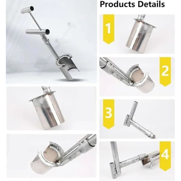 Long Handle Bulb Planting Tool, Serrated Base, Soft Grip Garden Bulb Planter, Heavy-Duty Long Handle Bulb Planter for...