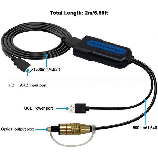 HDMI-kompatibel ARC EARC Audio Extractor HDMI-kompatibel til SPDIF Optisk TOSLINK Stereo Ut Splitter Lydomformer