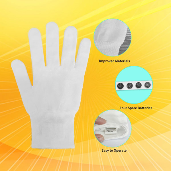 LED-handskar 5 färger 7 lägen Glödande handskar Rave-handskar Blinkande fingerljushandskar Roliga och coola leksaker (One Size)