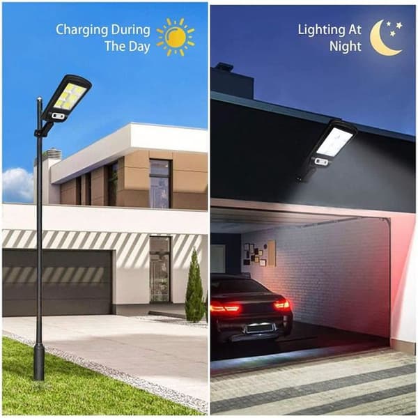 2 Park 800W Fjernkontroll Vanntett Trådløs Hage Solcellelampe, 6 COB Utendørs Solcelle Vegglampe med Bevegelsessensor, 3 Moduser