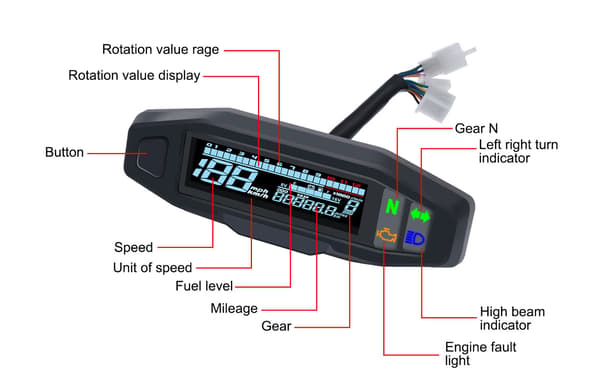 Universal Motorcycle Digital Tachometer LCD Display Carburetor Digital Speedometer Odometer with Sensor