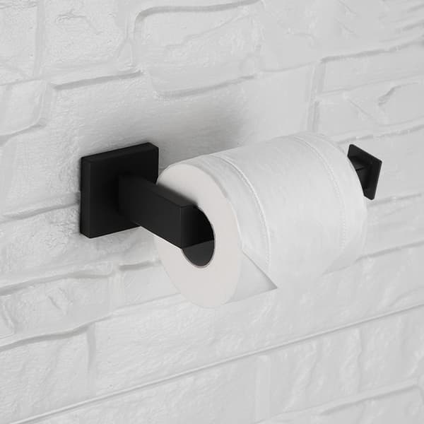 Sort Vægmonteret Toiletpapirholder Badeværelse Tissue Rack Opbevaringshylde