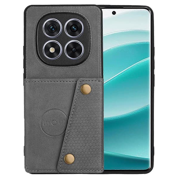 For Xiaomi Redmi Note 14 Pro 5G Case Card Slots Stand Leather TPU Phone Cover - Multicolor Grey Multicolor Grey