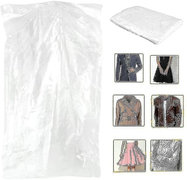 50-pack Garment Bag Transparent Dust Cover Dustproof Hanging Clothes