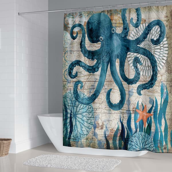 #Duschdraperi, undervattensbläckfisk, vattentät, 180*200cm#