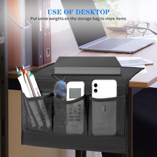 Hanging Bedside Organizer, 4 Pockets, for Remote Control, Phone, and Glasses