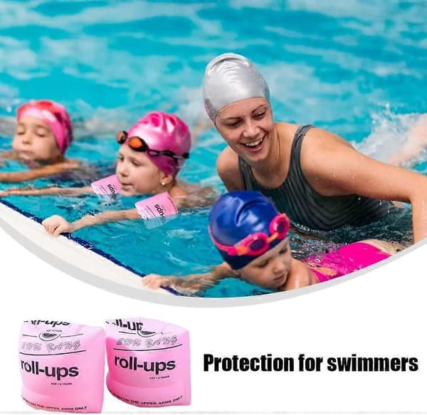 2 st Uppblåsbara Simarmband, Förtjockade Simarmpuffar, Poolarmpuffar, Poolarmband (Rosa)