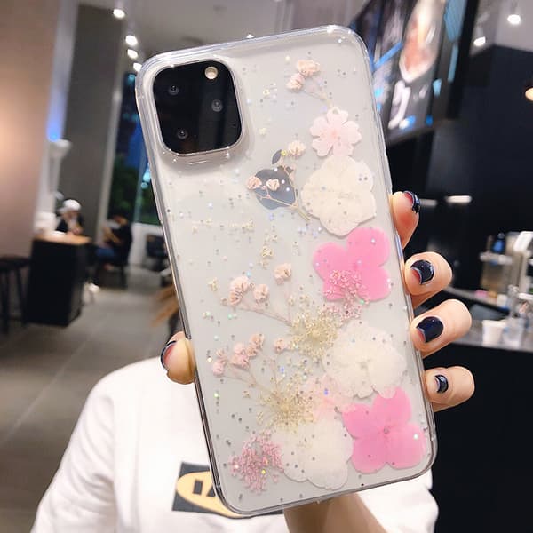 2 stk. Passer til iPhone 13 Pro Max Lim Tørket Blomst Udødelig