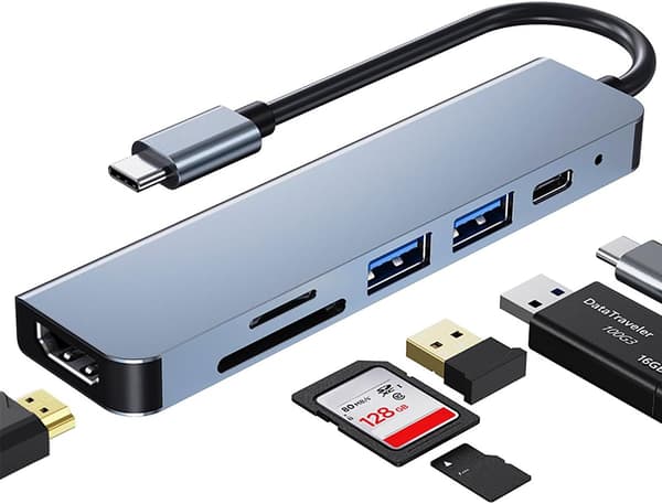 6-in-1 USB C Hub for MacBook Pro with HDMI, USB Ports, and SD Card Reader-FX-