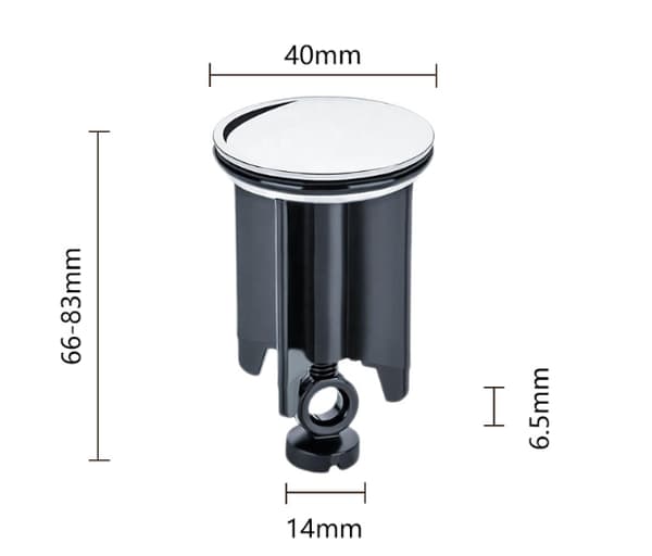 White universal sink plug 40mm, 2 sink plugs for all standard sinks and bidets (height adjustable between 6.6 cm and 8.6 cm)
